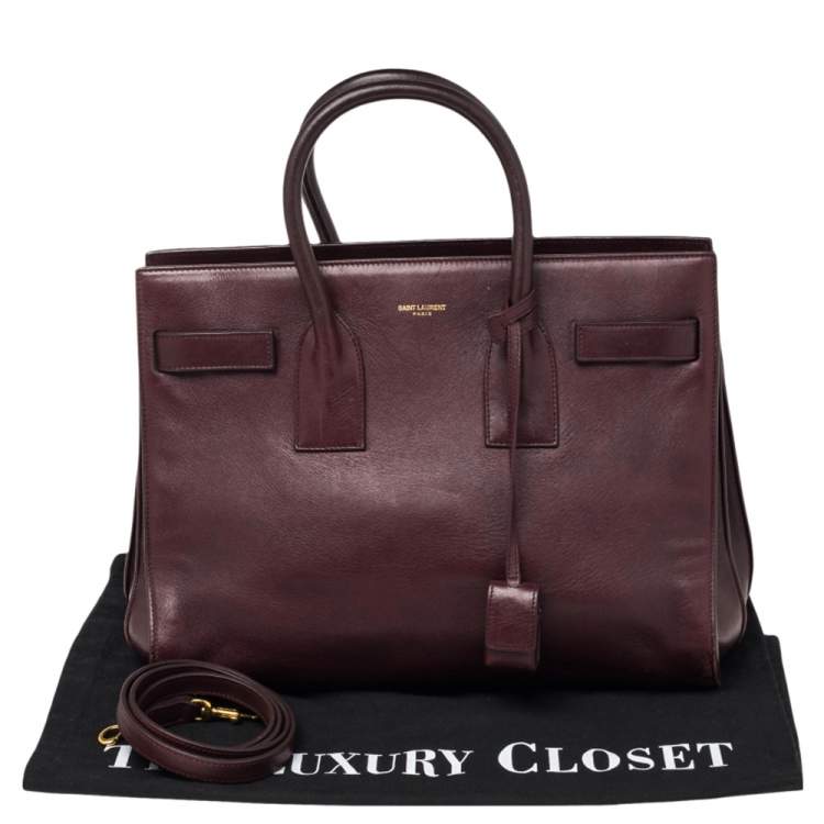 Pre Owned Saint Laurent Maroon Leather Small Classic Sac De Jour Tote