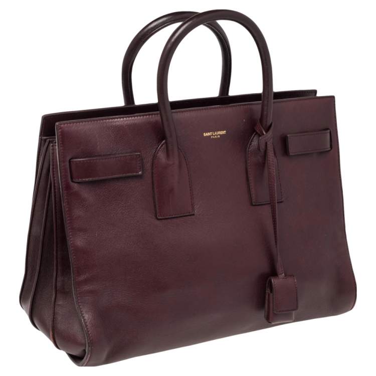 Pre Owned Saint Laurent Maroon Leather Small Classic Sac De Jour Tote