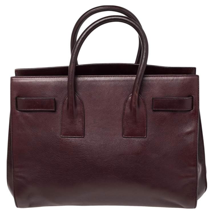 Pre Owned Saint Laurent Maroon Leather Small Classic Sac De Jour Tote