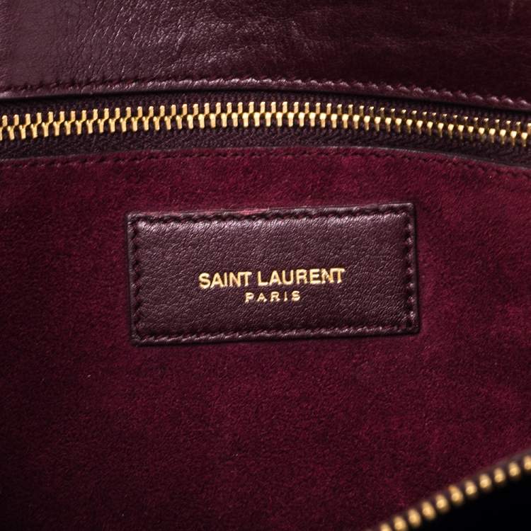 Pre Owned Saint Laurent Maroon Leather Small Classic Sac De Jour Tote