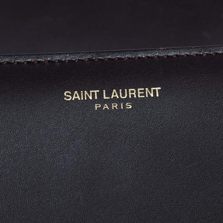 Pre Owned Saint Laurent Dark Burgundy Leather Medium Monogram Université Flap Bag 