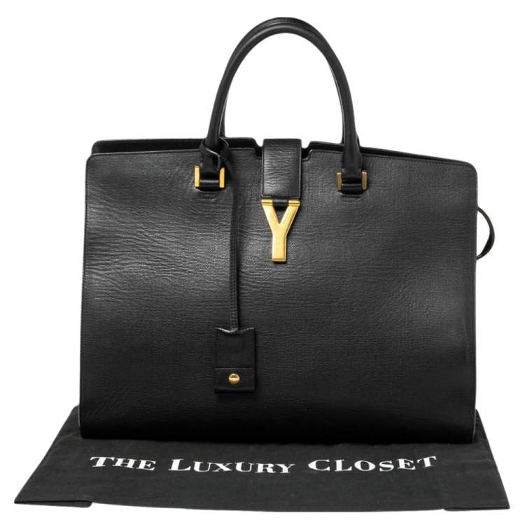 Pre Owned Saint Laurent Black Leather Large Y Cabas Chyc Tote