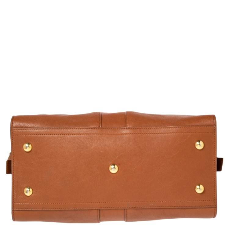 Pre Owned Saint Laurent Brown Leather Small Cabas Chyc Tote