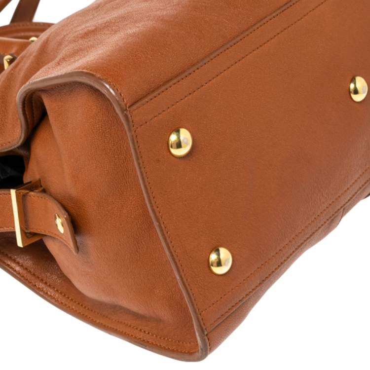 Pre Owned Saint Laurent Brown Leather Small Cabas Chyc Tote
