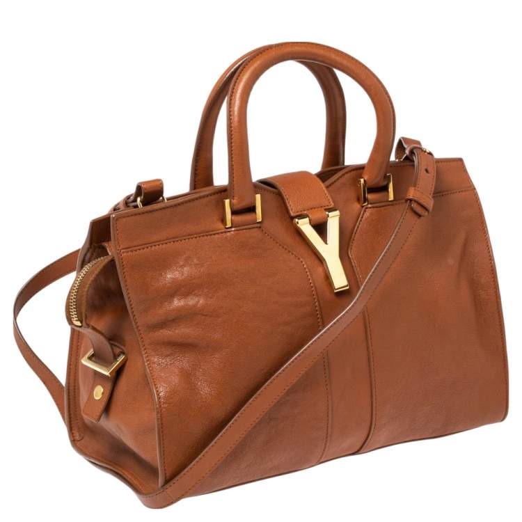 Pre Owned Saint Laurent Brown Leather Small Cabas Chyc Tote