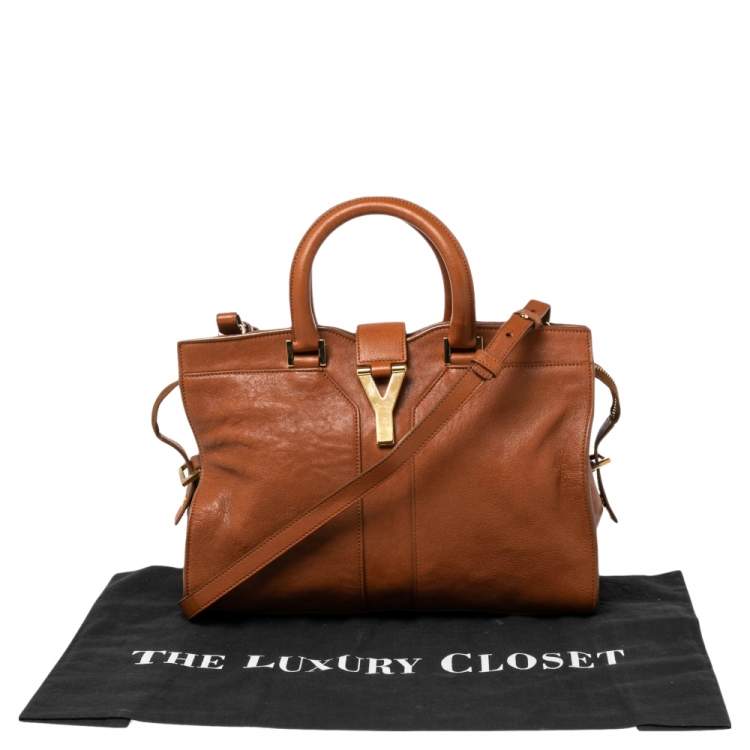 Pre Owned Saint Laurent Brown Leather Small Cabas Chyc Tote