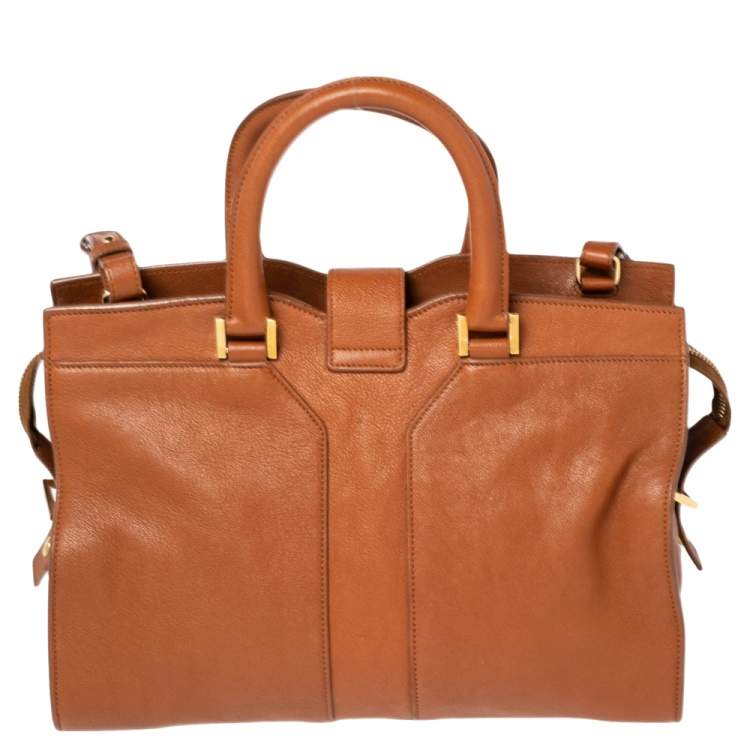 Pre Owned Saint Laurent Brown Leather Small Cabas Chyc Tote