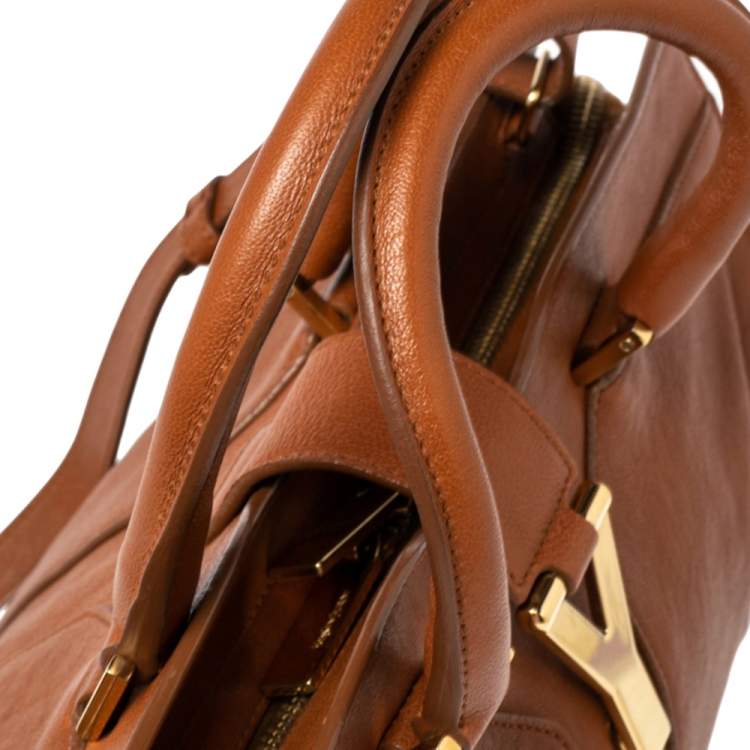 Pre Owned Saint Laurent Brown Leather Small Cabas Chyc Tote