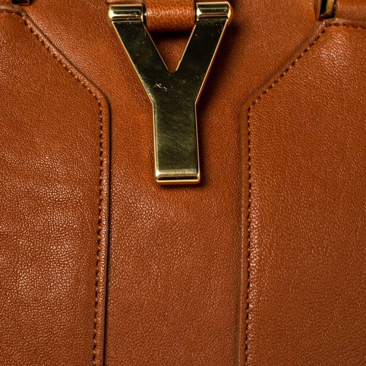 Pre Owned Saint Laurent Brown Leather Small Cabas Chyc Tote