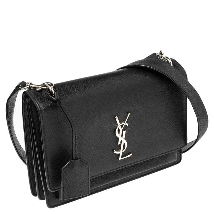 Pre Owned Saint Laurent Black Leather Medium Sunset Shoulder Bag