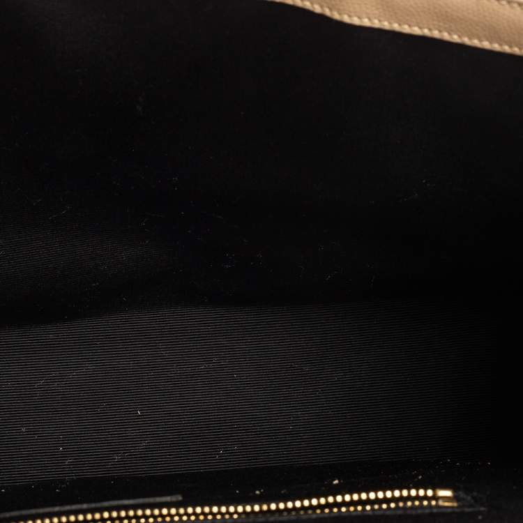 Pre Owned Saint Laurent Beige Matelassé Leather Monogram Envelope Shoulder Bag