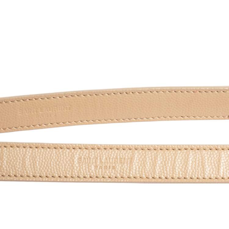 Pre Owned Saint Laurent Beige Matelassé Leather Monogram Envelope Shoulder Bag