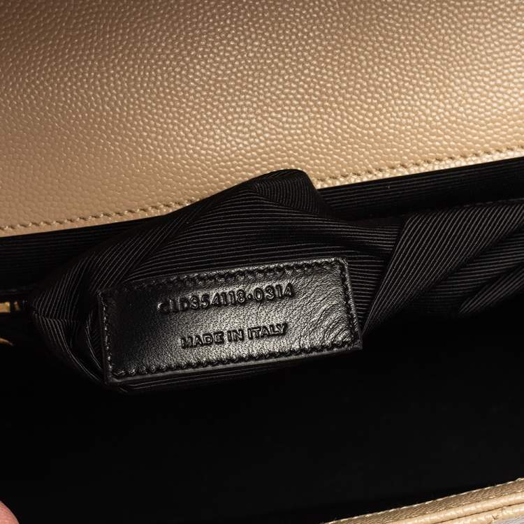 Pre Owned Saint Laurent Beige Matelassé Leather Monogram Envelope Shoulder Bag