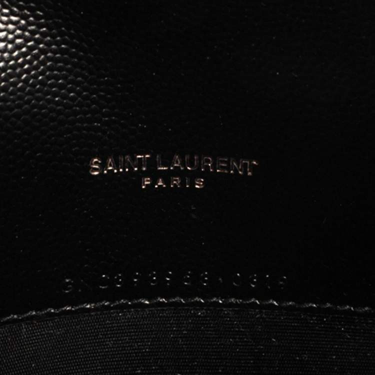 Pre Owned Saint Laurent Black Matelassé Leather Monogram Envelope Wallet on Chain
