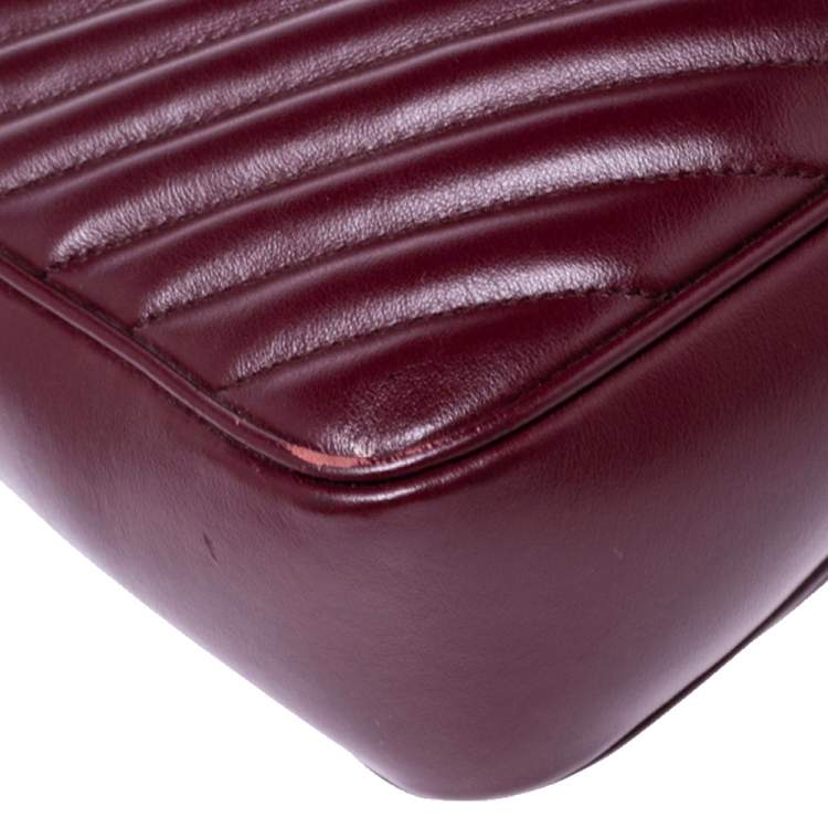 Pre Owned Saint Laurent Burgundy Matelassé Leather Monogram Lou Camera Crossbody Bag
