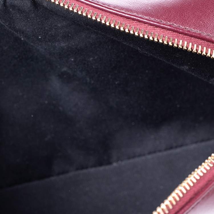 Pre Owned Saint Laurent Burgundy Matelassé Leather Monogram Lou Camera Crossbody Bag