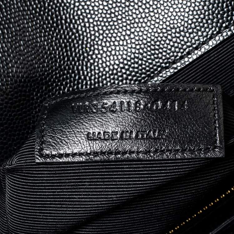 Pre Owned Saint Laurent Black Matelassé Leather Monogram Envelope Shoulder Bag