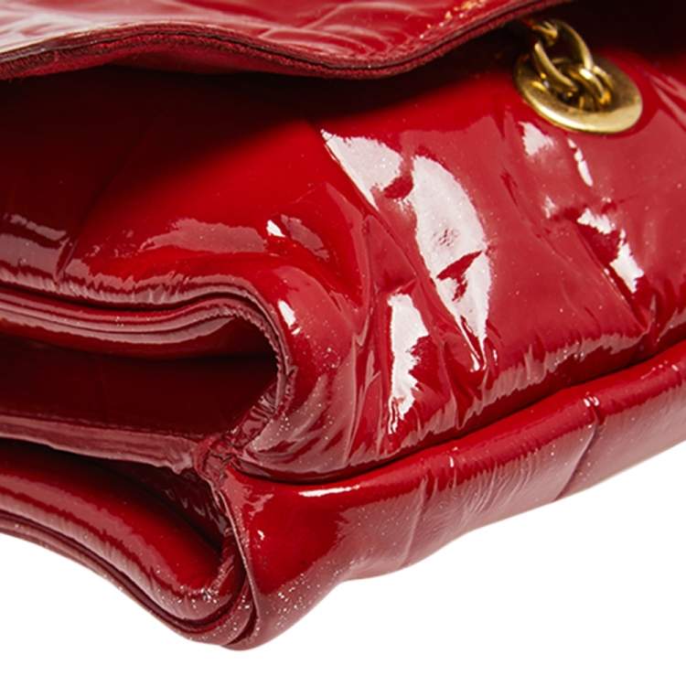 Pre Owned Saint Laurent Red Patent Leather Crossbody Bag
