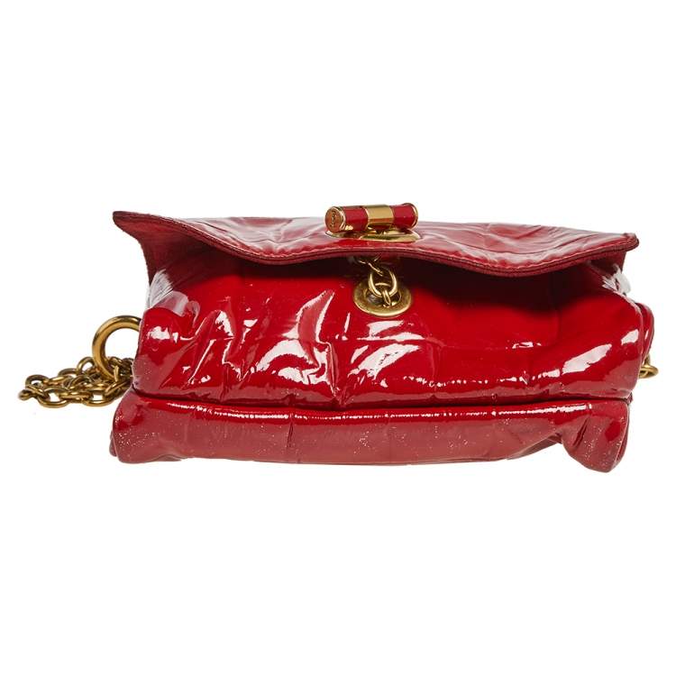 Pre Owned Saint Laurent Red Patent Leather Crossbody Bag