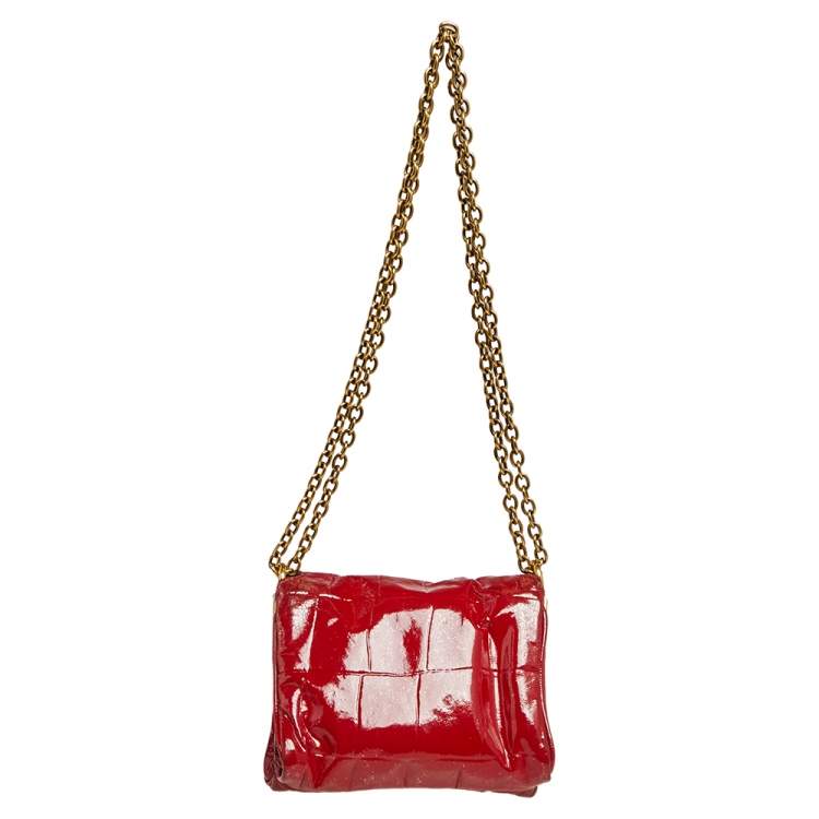Pre Owned Saint Laurent Red Patent Leather Crossbody Bag