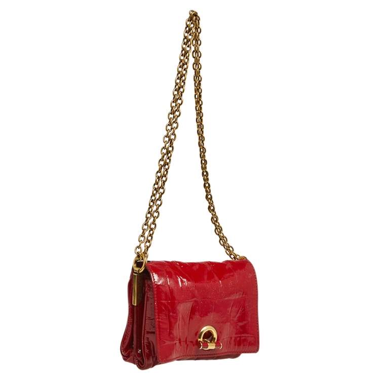 Pre Owned Saint Laurent Red Patent Leather Crossbody Bag
