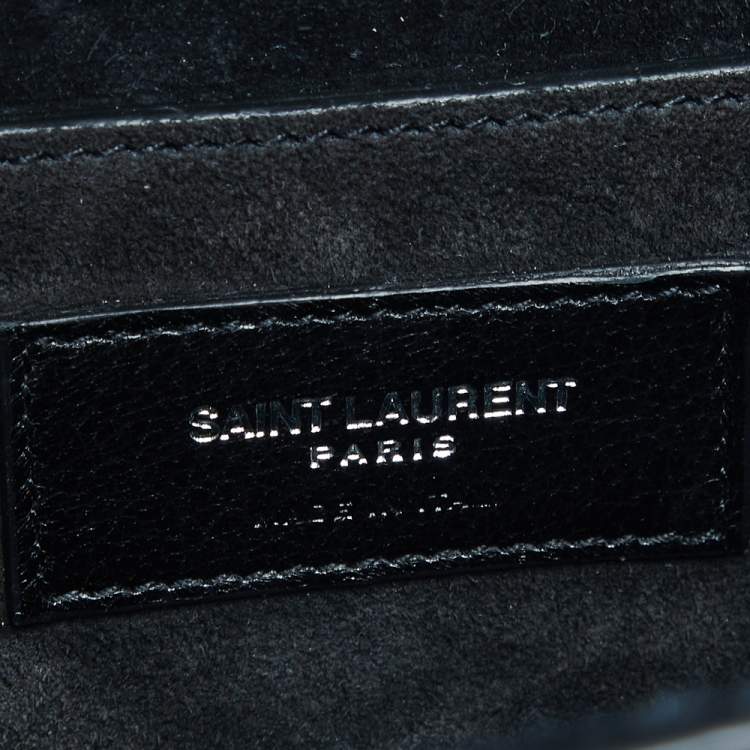 Pre Owned Saint Laurent Black Leather Medium Fringe Envelope Shoulder Bag