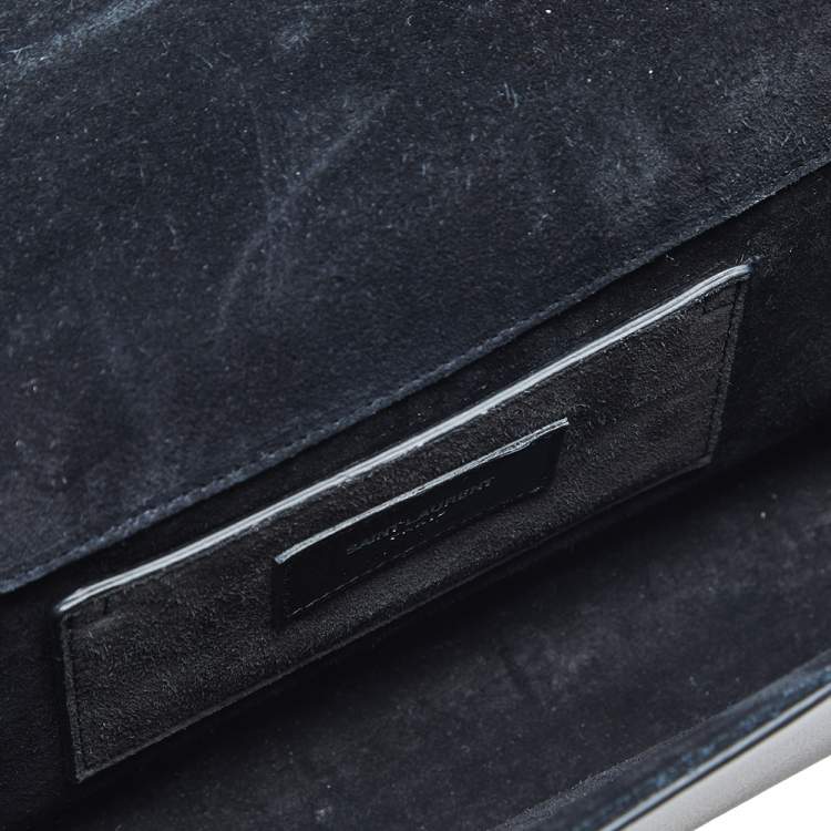 Pre Owned Saint Laurent Black Leather Medium Fringe Envelope Shoulder Bag