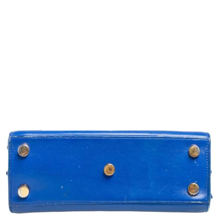 Pre Owned Saint Laurent Blue Leather Nano Classic Sac De Jour Tote