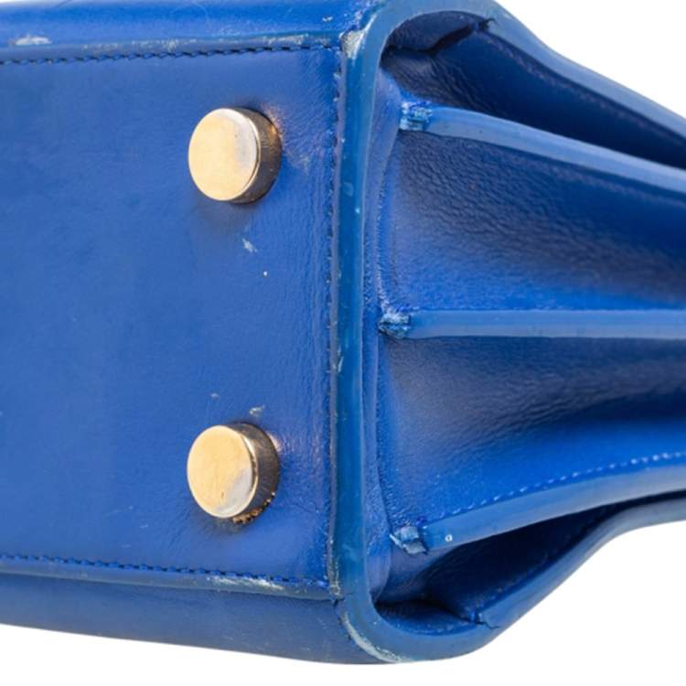 Pre Owned Saint Laurent Blue Leather Nano Classic Sac De Jour Tote
