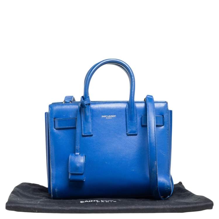 Pre Owned Saint Laurent Blue Leather Nano Classic Sac De Jour Tote