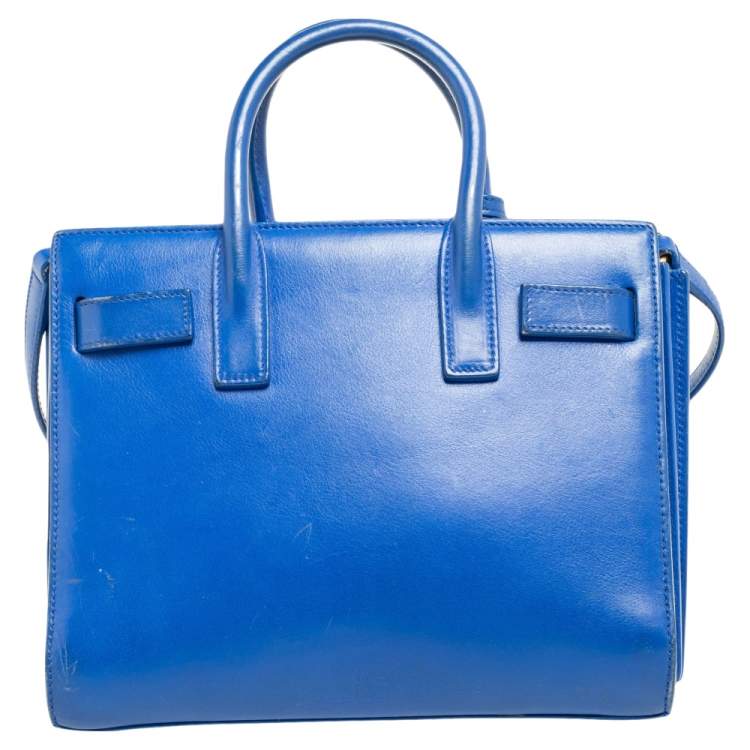 Pre Owned Saint Laurent Blue Leather Nano Classic Sac De Jour Tote