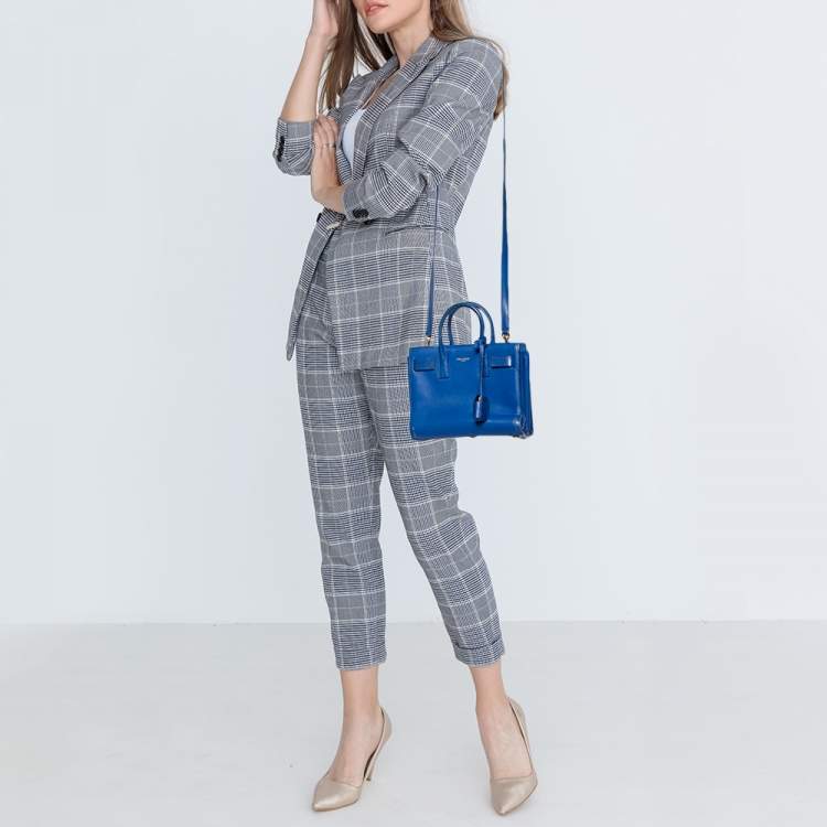 Pre Owned Saint Laurent Blue Leather Nano Classic Sac De Jour Tote