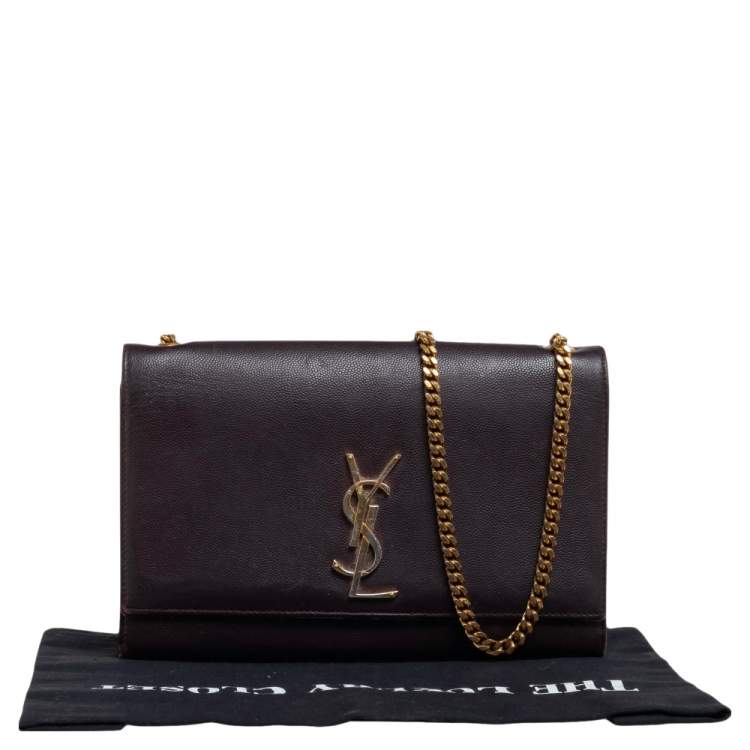 Pre Owned Saint Laurent Burgundy Leather Medium Kate Shoulder Bag