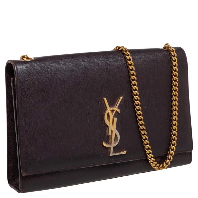 Pre Owned Saint Laurent Burgundy Leather Medium Kate Shoulder Bag