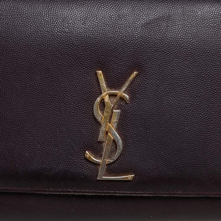 Pre Owned Saint Laurent Burgundy Leather Medium Kate Shoulder Bag