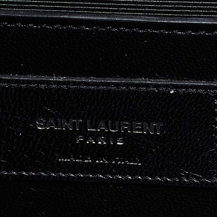 Pre Owned Saint Laurent Grey Croc Embossed Leather Medium Kate Monogram Tassel Shoulder Bag