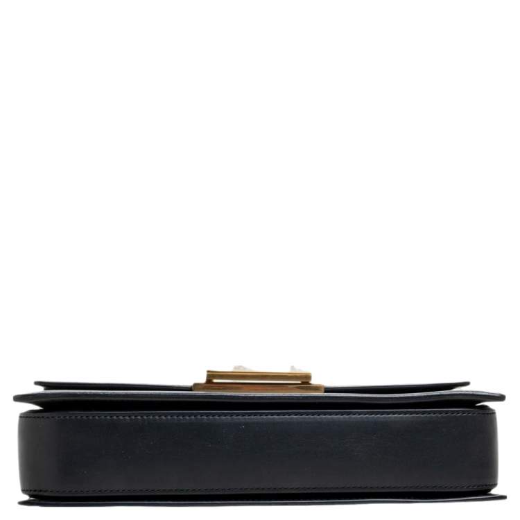 Pre Owned Saint Laurent Black Leather Medium Lulu Shoulder Bag