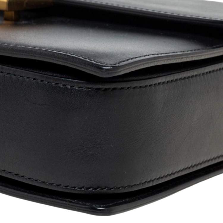 Pre Owned Saint Laurent Black Leather Medium Lulu Shoulder Bag