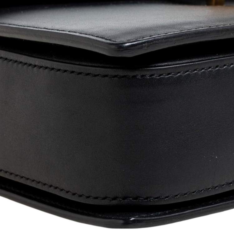 Pre Owned Saint Laurent Black Leather Medium Lulu Shoulder Bag