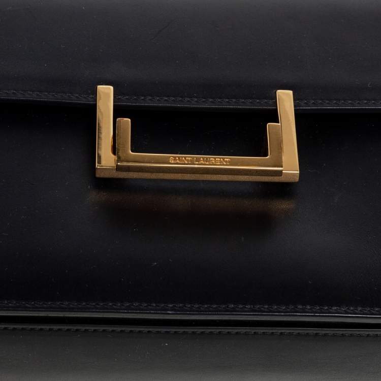 Pre Owned Saint Laurent Black Leather Medium Lulu Shoulder Bag