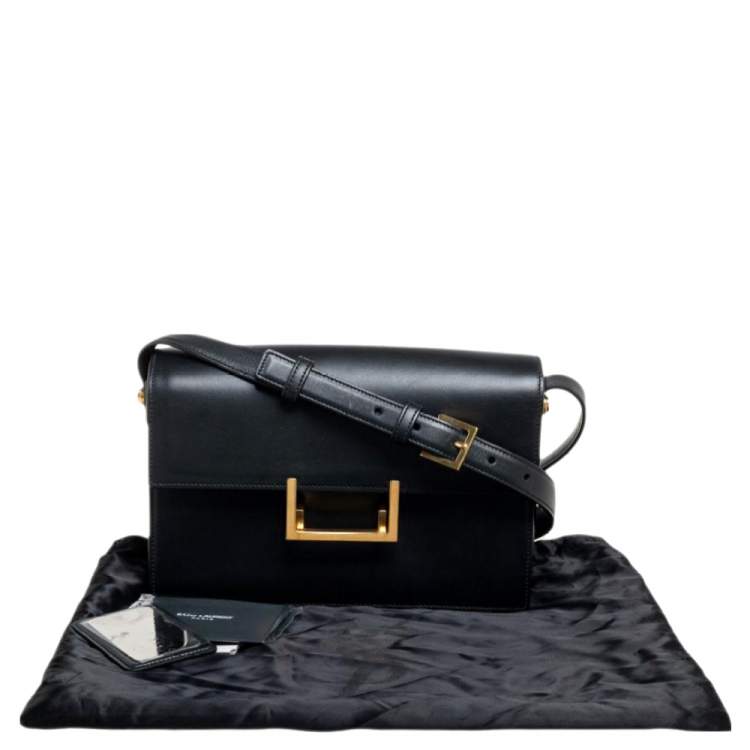 Pre Owned Saint Laurent Black Leather Medium Lulu Shoulder Bag