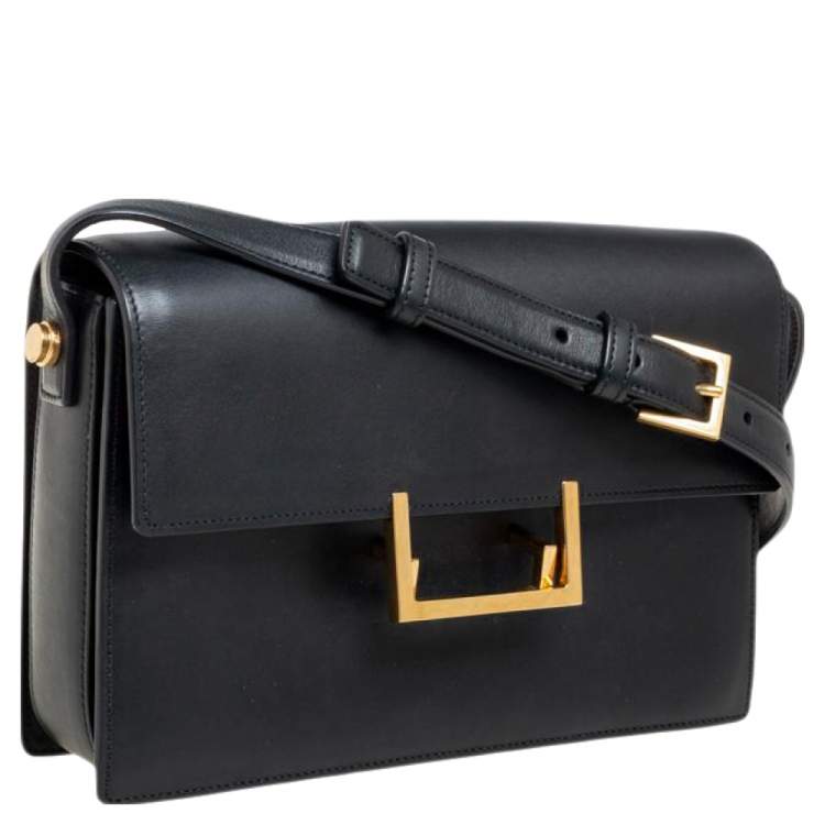 Pre Owned Saint Laurent Black Leather Medium Lulu Shoulder Bag