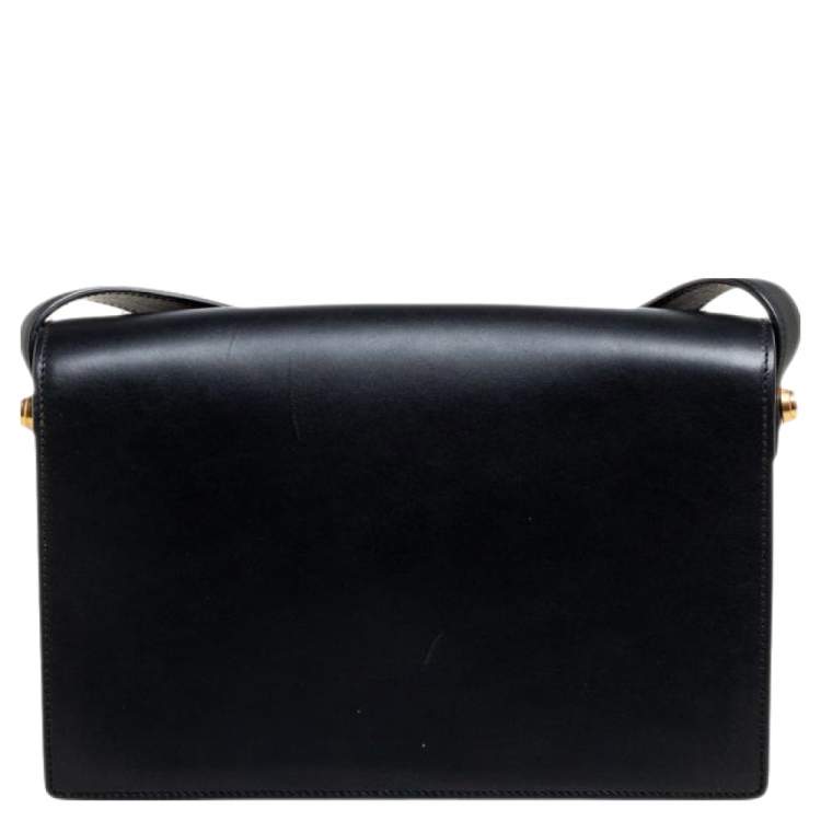 Pre Owned Saint Laurent Black Leather Medium Lulu Shoulder Bag