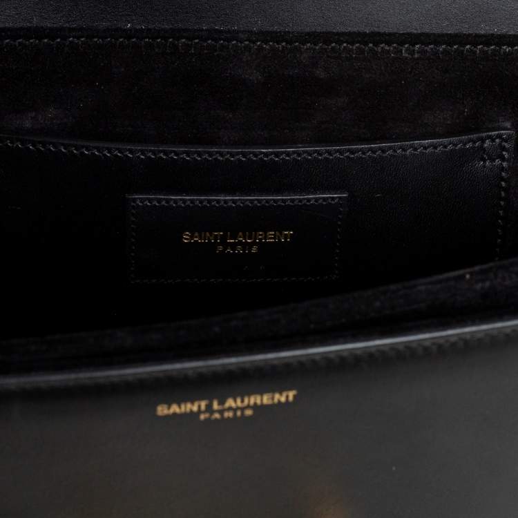 Pre Owned Saint Laurent Black Leather Medium Lulu Shoulder Bag