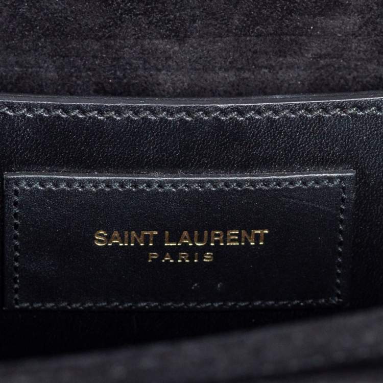 Pre Owned Saint Laurent Black Leather Medium Lulu Shoulder Bag