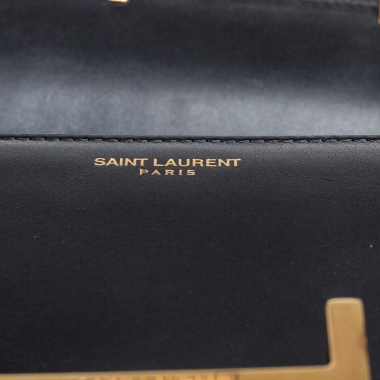 Pre Owned Saint Laurent Black Leather Medium Lulu Shoulder Bag