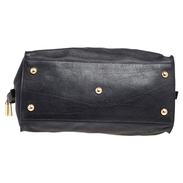 Pre Owned Saint Laurent Black Leather Medium Cabas Chyc Satchel