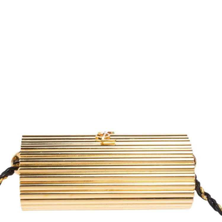 Pre Owned Saint Laurent Gold Plexiglass Opium Box Shoulder Bag
