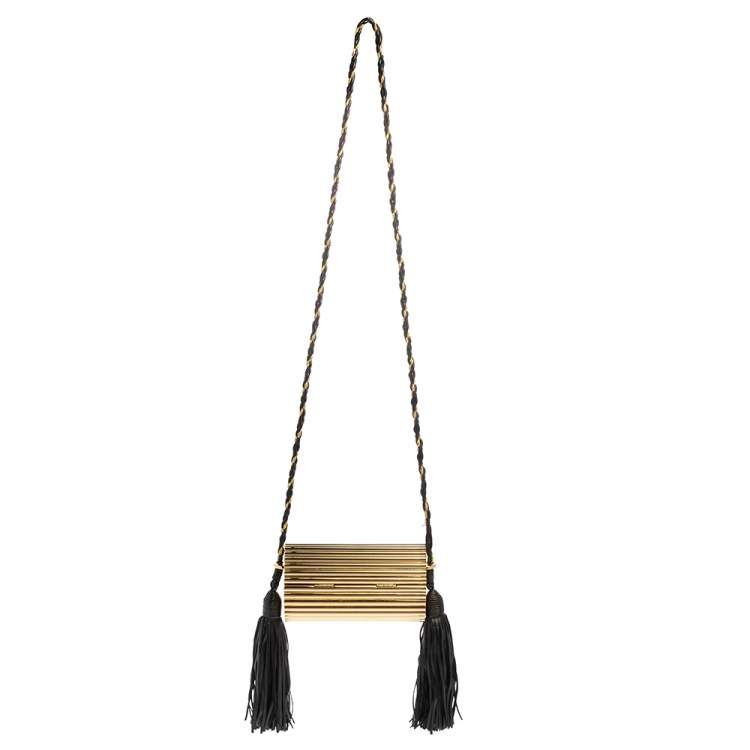 Pre Owned Saint Laurent Gold Plexiglass Opium Box Shoulder Bag