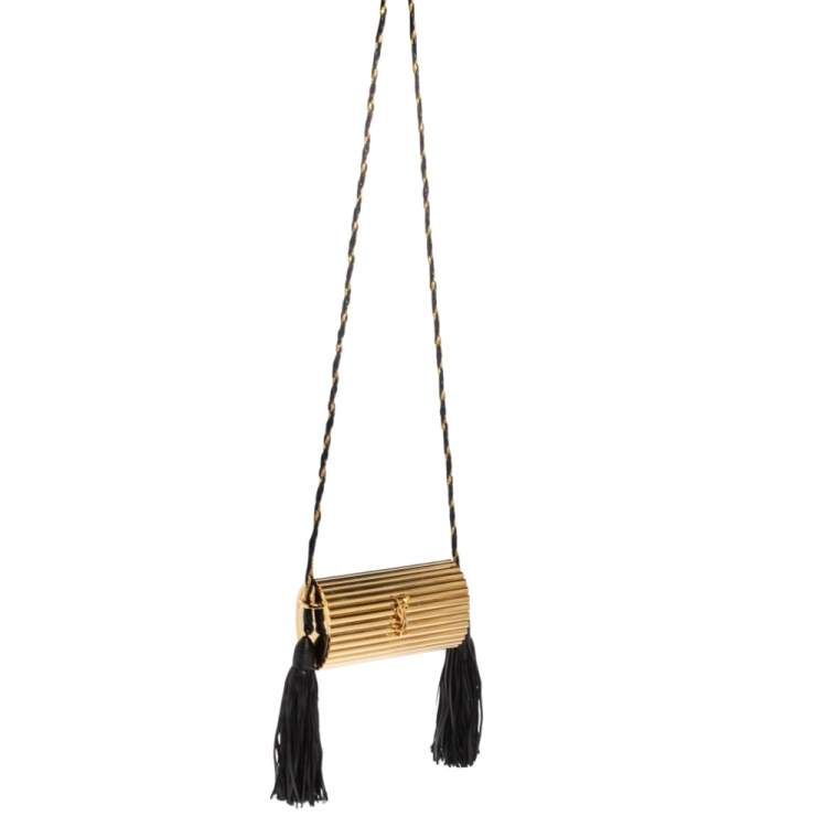 Pre Owned Saint Laurent Gold Plexiglass Opium Box Shoulder Bag